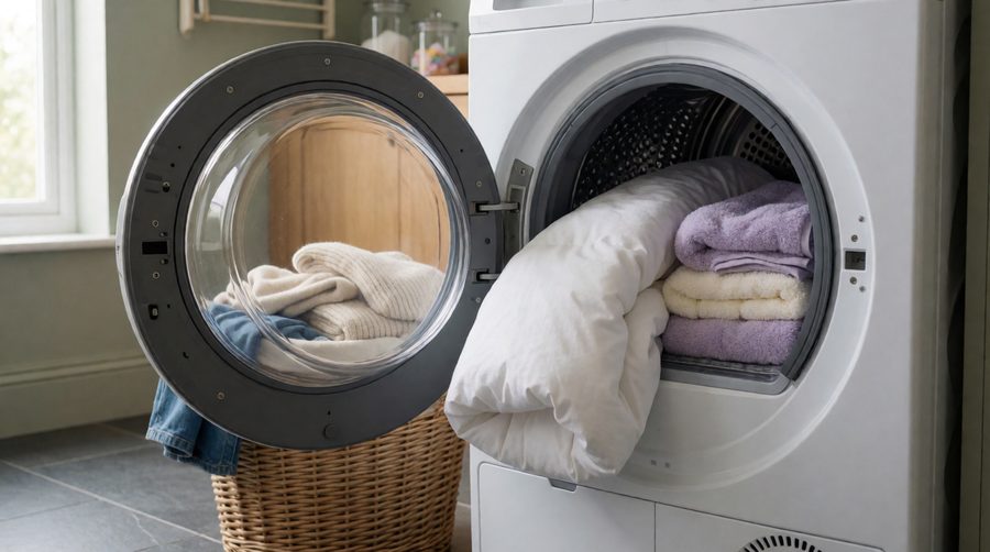 Towels and a duvet in one of our 9kg heat pump tumble dryers